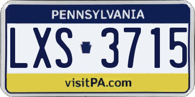 PA license plate LXS3715