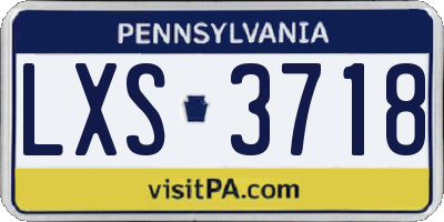 PA license plate LXS3718