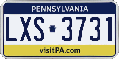 PA license plate LXS3731