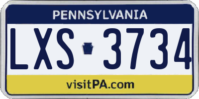 PA license plate LXS3734