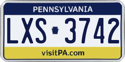 PA license plate LXS3742