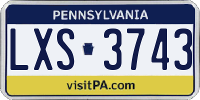PA license plate LXS3743
