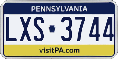 PA license plate LXS3744