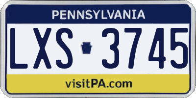 PA license plate LXS3745