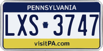 PA license plate LXS3747
