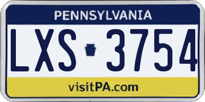 PA license plate LXS3754