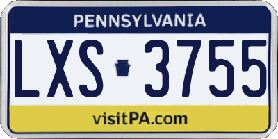 PA license plate LXS3755