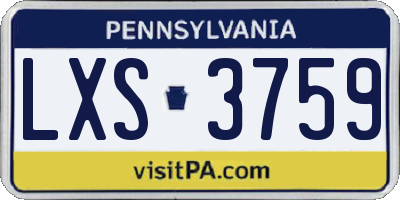 PA license plate LXS3759