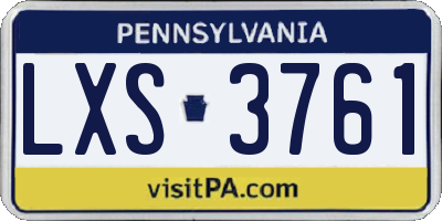PA license plate LXS3761