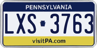 PA license plate LXS3763