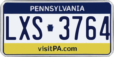 PA license plate LXS3764