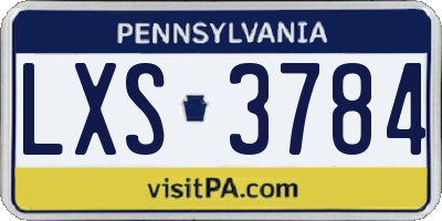 PA license plate LXS3784