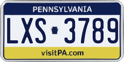PA license plate LXS3789