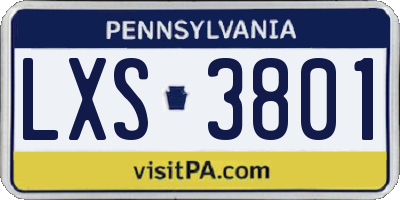 PA license plate LXS3801
