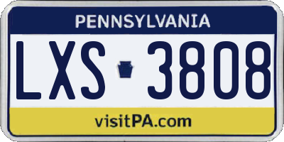 PA license plate LXS3808