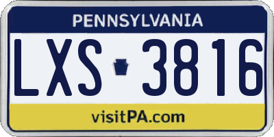 PA license plate LXS3816