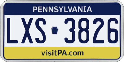 PA license plate LXS3826