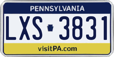 PA license plate LXS3831