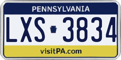PA license plate LXS3834