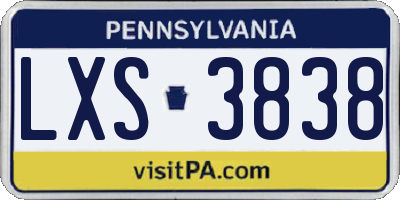 PA license plate LXS3838