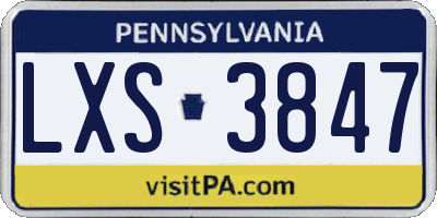 PA license plate LXS3847