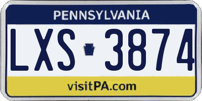 PA license plate LXS3874