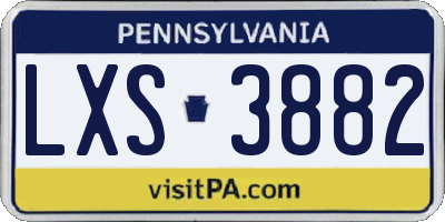 PA license plate LXS3882