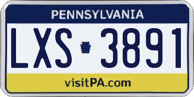 PA license plate LXS3891