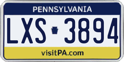 PA license plate LXS3894
