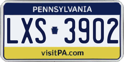 PA license plate LXS3902