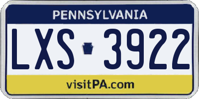 PA license plate LXS3922