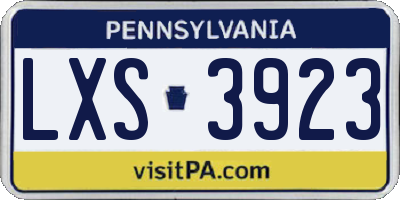 PA license plate LXS3923