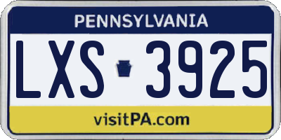 PA license plate LXS3925