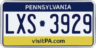 PA license plate LXS3929
