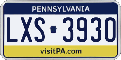 PA license plate LXS3930