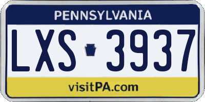 PA license plate LXS3937