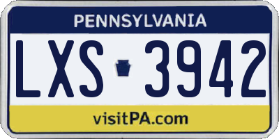 PA license plate LXS3942