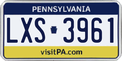 PA license plate LXS3961