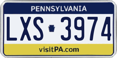 PA license plate LXS3974