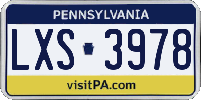 PA license plate LXS3978