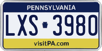 PA license plate LXS3980