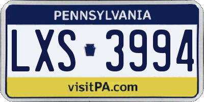 PA license plate LXS3994