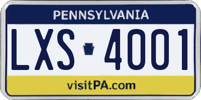 PA license plate LXS4001