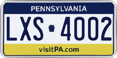 PA license plate LXS4002