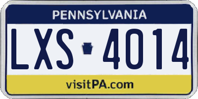 PA license plate LXS4014