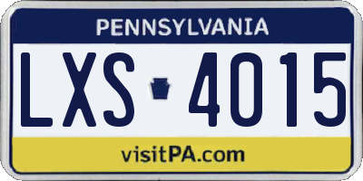 PA license plate LXS4015