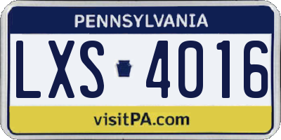 PA license plate LXS4016