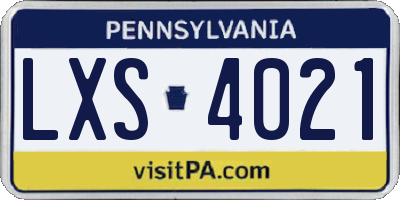 PA license plate LXS4021