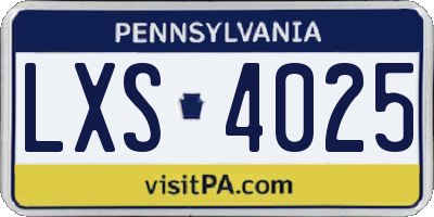 PA license plate LXS4025