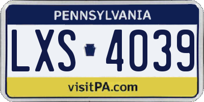 PA license plate LXS4039